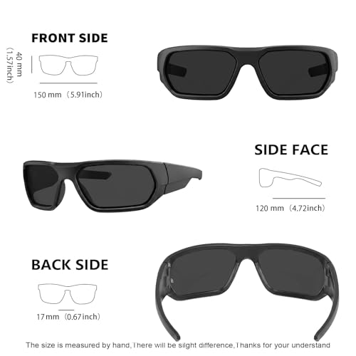 Image of MAXJULI XL Z87 Wrap Around Sports Sunglasses for Big Wide Heads Men TR90 Ultralight UV400 Protection Safety Glasses 8707