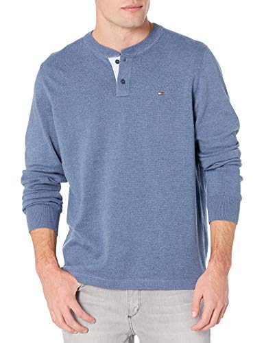 Tommy Hilfiger Men's Henley Shirt, Navy Heather, XS