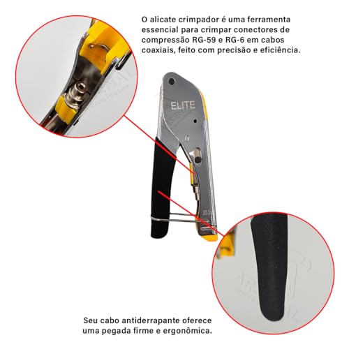 ELITE SUPERFLEX - Alicate Crimpador Coaxial para Redes e Antenas