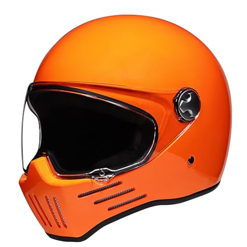 Vintage Full Face Motorcycle Helmets, Moto Cruiser Scooter Unisex Adulto DOT Approved J,XL