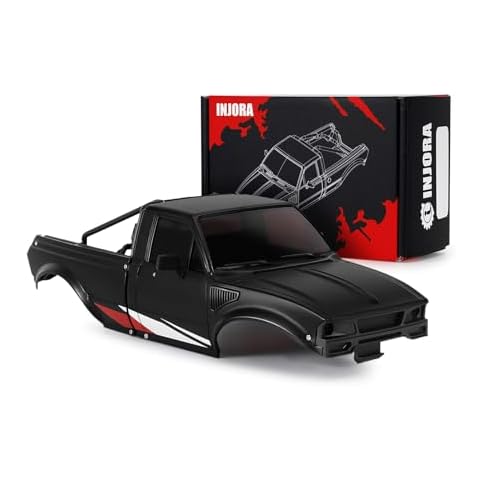 INJORA IR60 Pickup Hard Body Shell with Bed Rack for 1/18 RC Crawler TRX4M Defender Bronco(Black) Cover