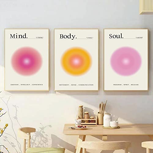 Aura Poster Canvas Angel Numbers Canvas Wall Art Aura Spiritual Poster Mind Body Soul Picture Pink Preppy Wall Decor Angel Number Prints Pink Orange Painting For Living Room Bedroom 16X24Inch Unframed #TOP2