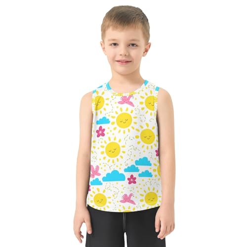 J JOYSAY Sun Flower Cloud White Boys Tank Top Sleeveless Muscle Shirts Quick Dry Kids T-Shirts 3-15T2