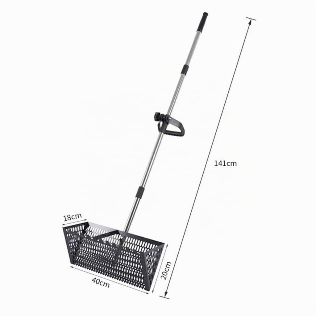 Rastrillo de Arena con Desmontable de Acero Al Carbono, Mango Largo, Dientes Afilados, Forma Ergonómica, Adecuado para Y La Jardinería, Negro