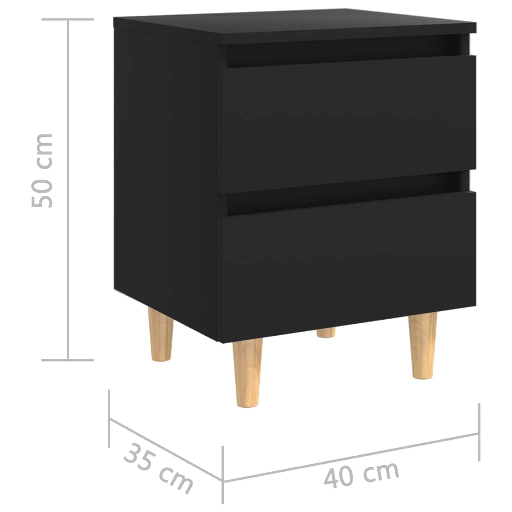 vidaXL - Nachttische 2 Stk. mit Kiefernholz-Beinen Schwarz 40x35x50 cm