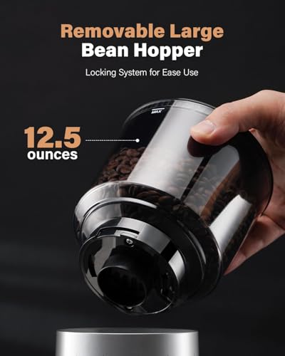 Image of KIDISLE Conical Burr Coffee Grinder Electric, Espresso Grinder for Home Use, Burr Mill with 51 Grind Settings, Precision Electronic Timer, Stainless Steel Container