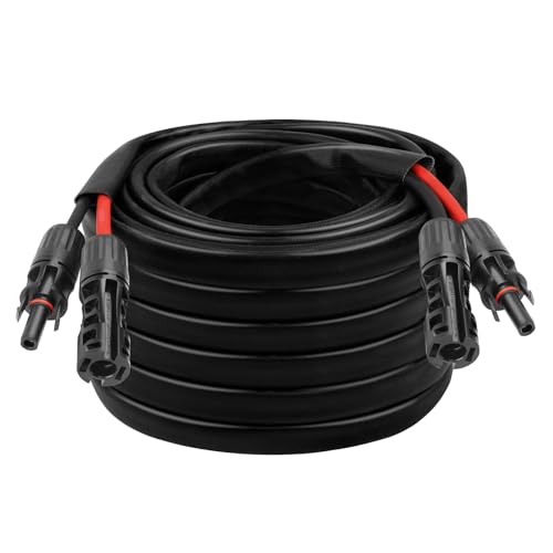8AWG Solar Cable - 50FT Solar Panel Extension Cord 8 Gauge PV Wire with Flame Retardant Protective Sleeving Female & Male Waterproof Connector for RV Photovoltaic Systems Solar Panels (50 Feet)