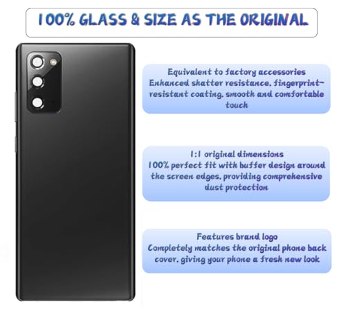 Yuntunele Galaxy Note 20 Rear Back Cover Housing Door Replacement with Pre-Installed Camera Lens+Tools+Pre-Adhesive for Samsung Galaxy Note 20 SM-N980 SM-N981 All Carriers (Grey)