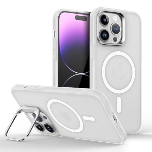 Coque de charge sans fil iPhone 14 avec support métal et dos mat