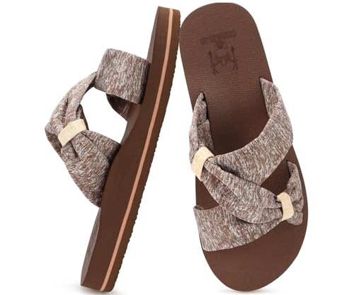 Image of KuaiLu Womens Dressy Bow Sandals Arch Support Yoga Foam Cushion Comfortable Walking Slides Open Toe Summer Beach Indoor Outdoor Slippers