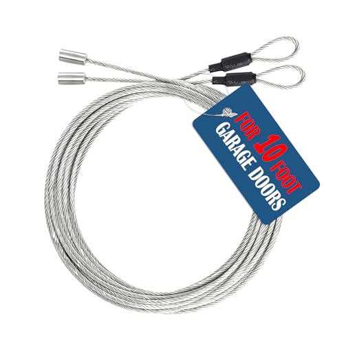Garage Door Cables for 10ft Door（2 Pack）-11 ft 6 inch Long,Steel Galvanized Cables-Garage Door Cable Replacement Kit- Corrosion-Resistant, Rust-Proof Wire, Durable, Smooth Operation (for 10 ft Door)