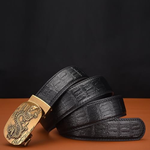 Crocodile Pattern Embossed Leather Ratchet Belt for Men Dress & Casual with Adjustable Dragon Buckle,Trim to Fit4