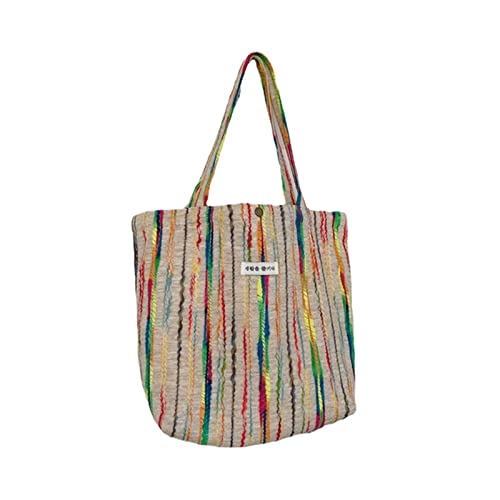 Sac à main pour femme arc-en-ciel grand cabas réutilisable en toile