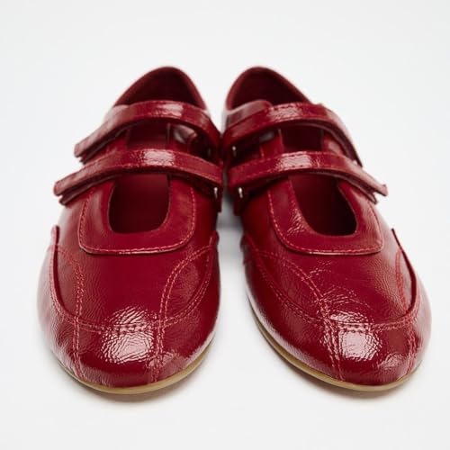 Satin Ballet Flat for Women Double Strap Mary Jane Flats Casual Sporty Ballerina Shoes3