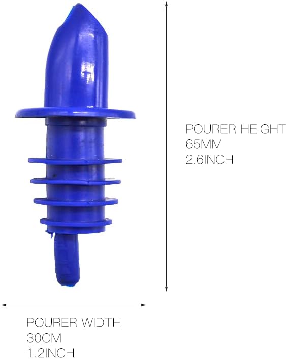 12 Pack Plastic Liquor Bottle Pourer (Blue), Free Flow Tapered Spout Pourer for Shaved Ice Snow Cone Syrups, Liquor, Juice, Salad Dressing for Pubs, Clubs, Restaurants, Bars, Coffee and Diners