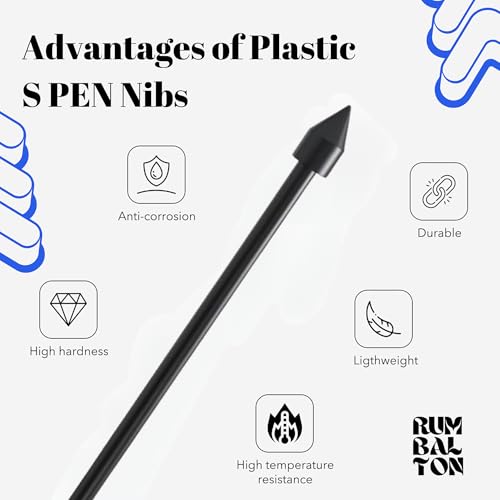 Image of 5pc Replacement Plastic Tips /Nibs for Galaxy Tab S Pen, Compatible with Tab /Mobile S24, S23, S22, S10, S9, S8, S7, S6 + / Lite /Ultra /FE Series (Black)