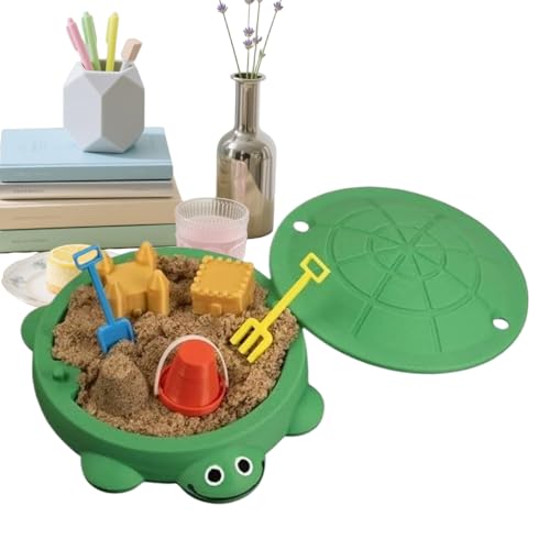 Bac à Sable Tortue avec Couvercle, Jeu sensoriel Paysage Zen – Jardin Zen pour – pour réduire Le Stress, Jouer à la Plage, activités extérieures et intérieures, Bureau, Lieu de Travail