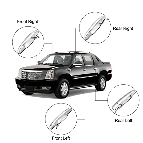 Pack Of 4 Exterior Front/Rear Left&Right Door Handles Compatible With 2007-2013 Chevy Avalanche, Silverado, Suburban, Tahoe, Gmc Sierra, Yukon, Cadillac Escalade,15915660, 22738721, 22738722, 22738725 #TOP3