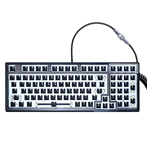 Image of Gk98 RGB Mechanical Keyboard DIY Kit Hot-Swappable Three Mode Wired 2.4g Wireless Custom Keyboard Compatible with Akko, Cherry Mx, Gateron, Kailh Mechanical Axis (Transparent Black)