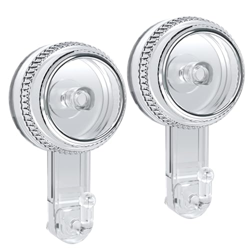Lvingmax Suction Cup Hooks, Clear Shower Suction Hooks, Heavy Duty Suction Cups with Hook for Bathroom, Kitchen, Wall, Mirror, Window, Door, Removable Shower Hook for Hanging Loofah, Towel, Robe