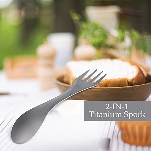 Explopur 2-EN-1 Spork Titanium Spoon Fork Fork Picnic Travelling Camping Vajilla Cover