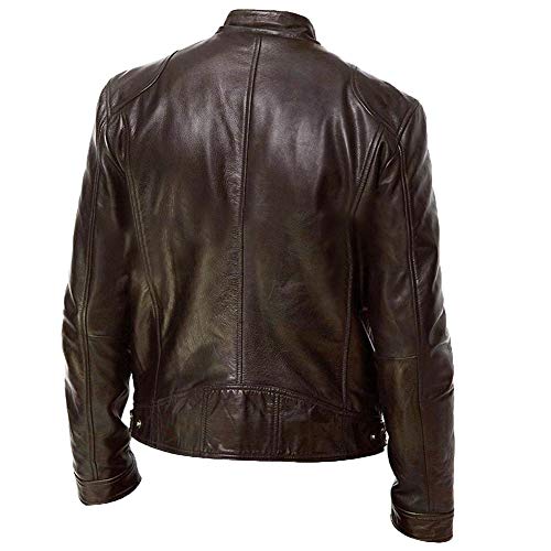 Casaco De Motocicleta Mens Slim Fit Curto-casaco Collar Pu Casaco De Couro Com Zíper De Jaquetas (Co