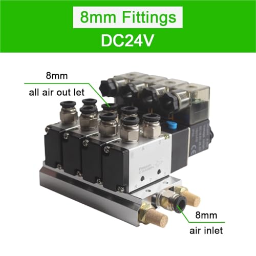 Electrovanne 4V310-10 DC24V avec embase 6 stations et raccords 8mm - 3