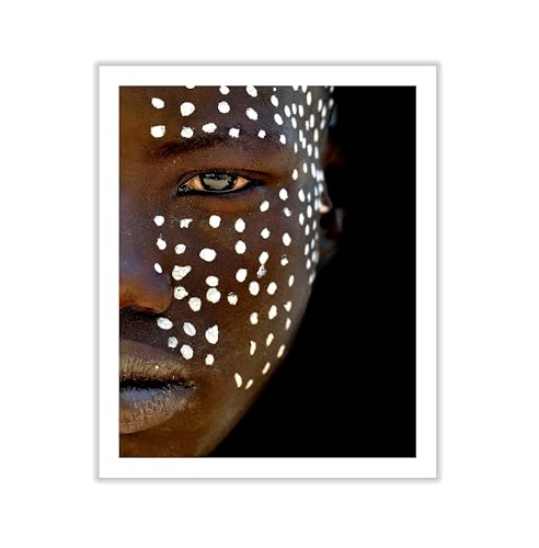 Monem Art Omo Valley Tribal Portrait Photography Print - African Indigenous Face Art Poster - Wall Decor for Living Room, Bedroom or Office - 30x40 ROLLED CANVAS Wall Art by Giuseppe Damico