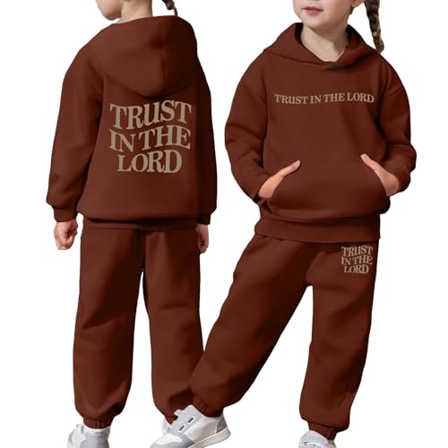Girls Sweatsuit Set - 2 Piece Trust in The Lord Christian Hoodies Sweatshirt and Sweatpants Athletic Jogger Sets 2-13Years