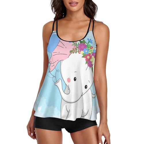 Maillot de bain tankini éléphant masquant les imperfections avec sa robe de plage