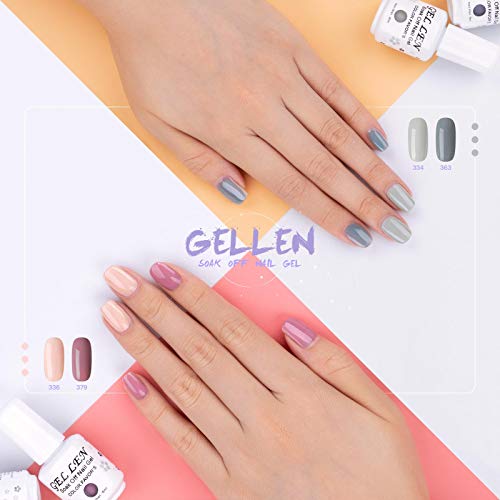 Gellen Gel Nail Polish Set, Nude Gray Gel Polish Set, Neutral Pink 6 Colors Soak Off Uv Gel Nail Polish Home Salon Gel Manicure Kit #TOP3