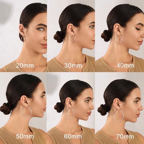 2mm Sterling Silver Big Hoop Earrings For Women - Large Hypoallergenic Circle Endless Thin Oversize Silver Hoops2