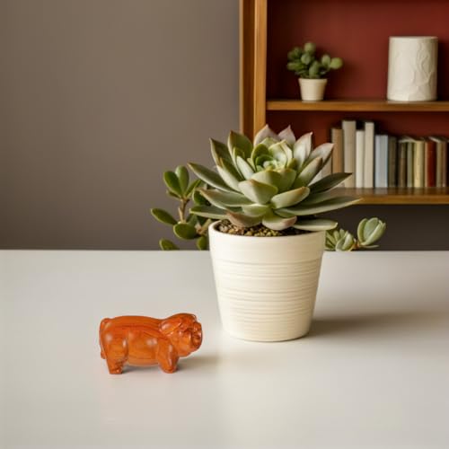 Estatua de Cerdo de Madera Tallada para Decoración de Escritorio miniatura 3