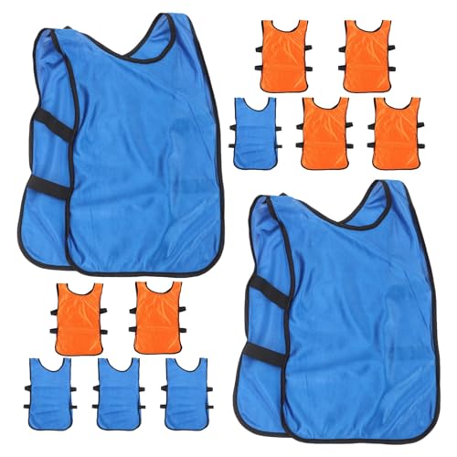 UTHCLO 12 Piezas Chalecos Deportivos Juveniles Transpirables para Entrenamiento Petos sin Mangas para Fútbol Baloncesto y Deportes Equipo Diseño Cómodo y Duradero Colores Naranja y Azul