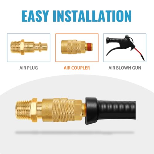 image for SUNGATOR 1/4'' Air Hose Fittings, 10-Pack Brass 1/4 Inch NTP Male Indu
