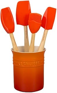 Le Creuset Classic Utensil Jar (1.1 L), Set of 4 Craft Spatulas, Gift Box, Volcanic