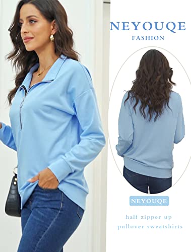 NEYOUQE Women's Trendy Fall Winter Quarter Zip Sweatshirt