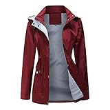 DOSLAVIDA Women's Hooded Windbreaker Waterproof Raincoats Lightweight Trench Coats Outdoor Striped L