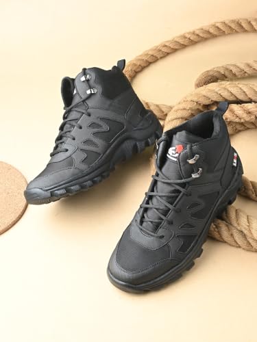 Image of Leo's Fitness Waterproof Canvas High Ankle Boots for Trekking Hiking & Other Casual Purpose