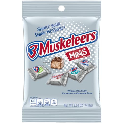 3 MUSKETEERS Minis Size Milk Chocolate Candy Bars, 2.64 oz Bag (Pack of 12)