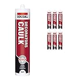 Pack of 6, Soudal Decorator Caulk Gap & Crack Filler Acrylic Silcone Adhesive Sealant