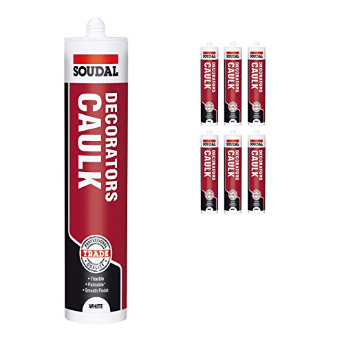 Soudal Decorators Caulk Acrylic Gap & Crack Filler Silicone Sealant (x6)