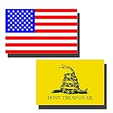 2 Pack Don't Tread On Me Stickers, Reflective American Flag Car Decals Stickers Van Trucks Women Men Motorcycle Laptop Vinyl Decals Skateboard Bike Bumper Window