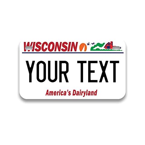 Personalized Mini License Plate | Choose from All 50 States | Bike License Plate | 7 x 4 inch | Custom License Plate for Kids Toy Car and Wagons | Golf Cart Accessories | ATV & Motorcycle (Wisconsin) Cover
