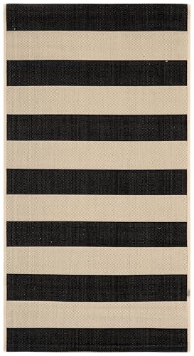 Tapete SAFAVIEH Courtyard 2'7" x 5' Beige/Negro miniatura 3