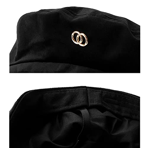 Xyiyi Black Classic Cotton French Beret Hat Solid Color Beret Cap For Women Girls #TOP4