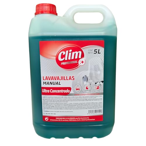 Clim Profesional Lavavajillas PODER ULTRA Muy Concentrado en Garrafa de 5 Litros. Para uso Profesional y Doméstico. Máximo ahorro.