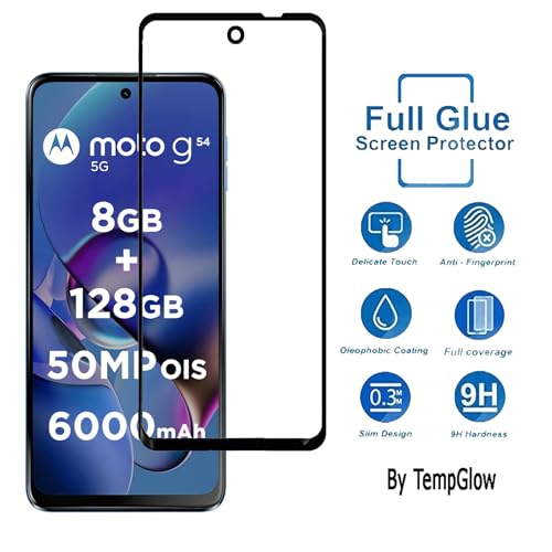 Image of Screen Protector for Motorola Moto G64 5G | G54 5G | G14 (Black) Tempered Glass Edge-to-Edge 6D Screen Guard With Installation Kit