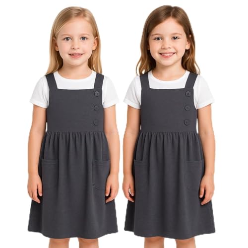 Robe tablier école fille lot de 2 en coton doux pour enfant de 3 à 14 ans
