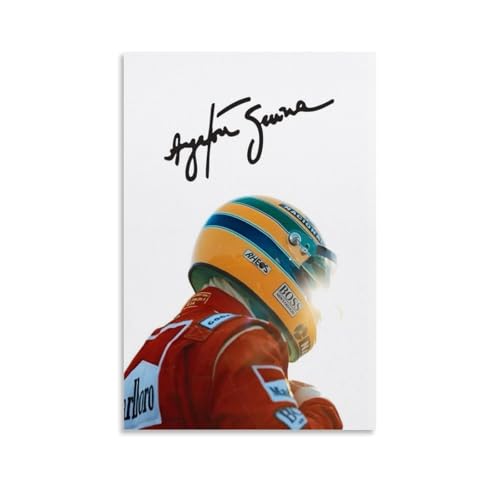 HKLOPUY Póster firmado de Ayrton Senna de la F1 Racer de la F1, lienzo decorativo para pared e impresión artística moderna para decoración de dormitorio familiar, 20 x 30 cm